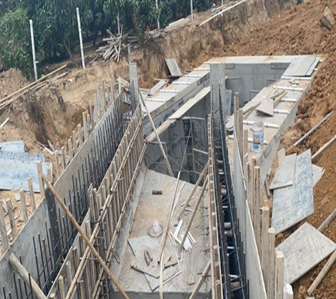 常青泵站二期土建工程穿堤部分，消力池